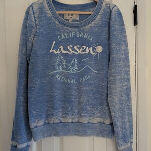 Lassen National Park Womens Heather Blue Long Sleeve Crew Neck Pullover Emi Sz S